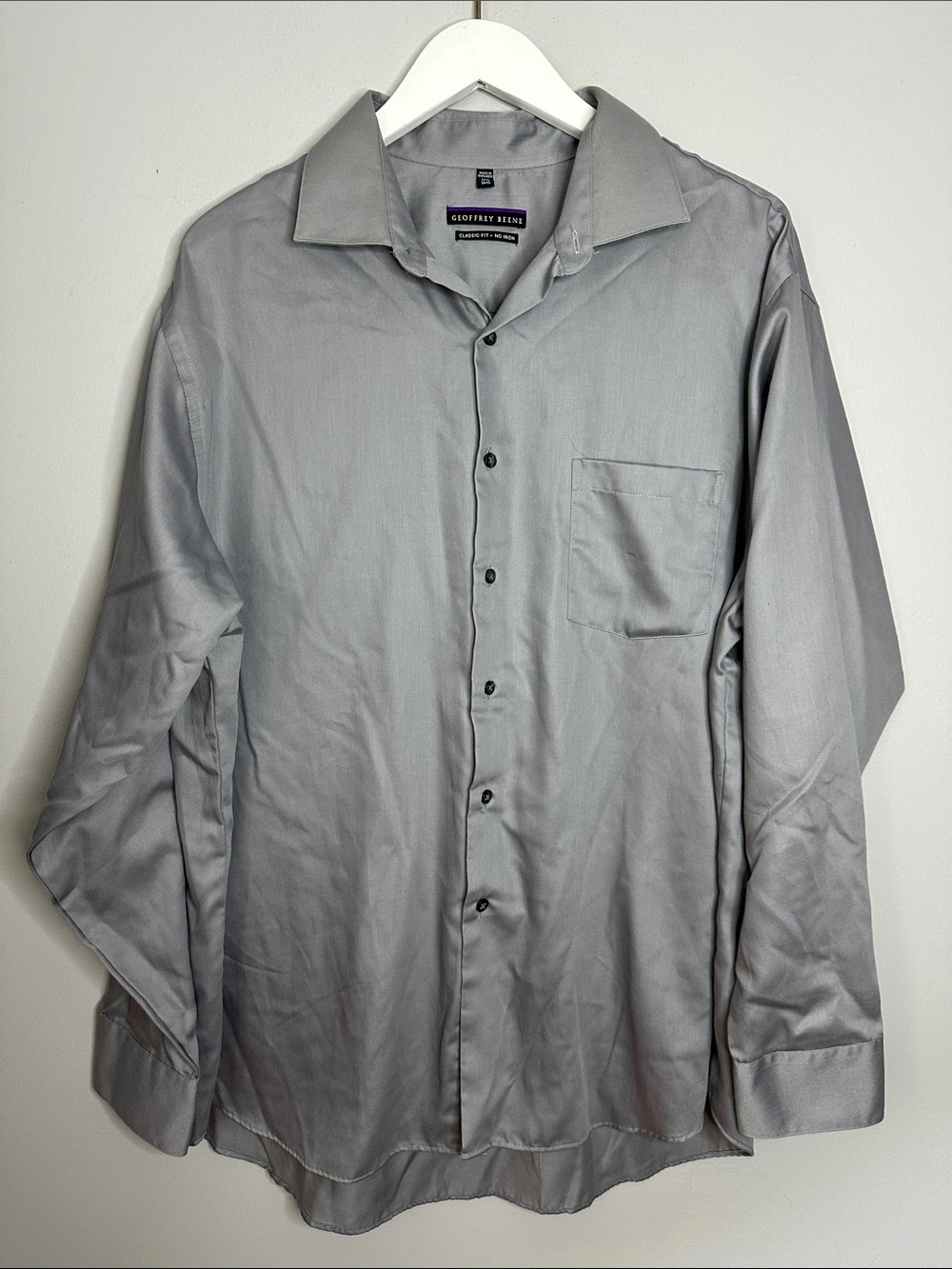 Geoffrey Beene Light Gray Button-Down Dress Shirt size 17.5